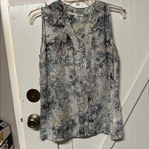 Violet & Claire Blue and White Mandarin Collar Blouse